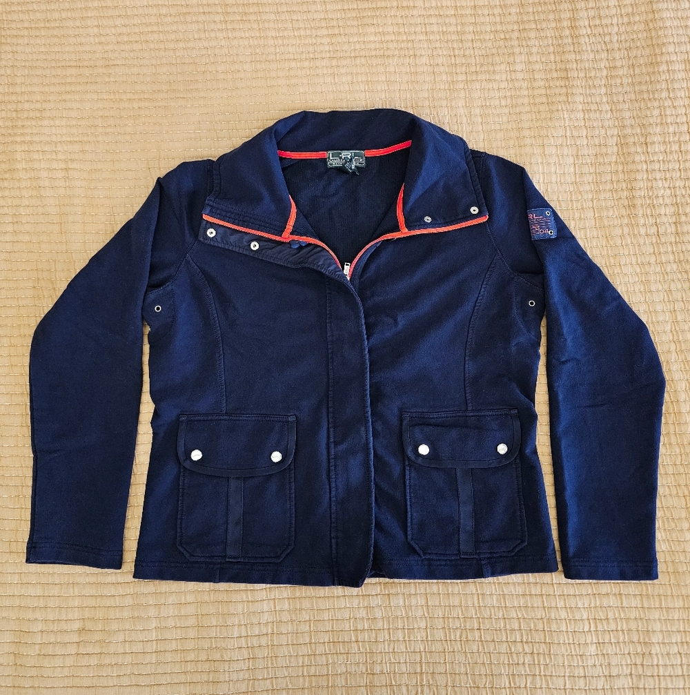 Lauren Active Ralph Lauren‎ Vintage Shacket Nautical Preppy Navy Red Full Zip